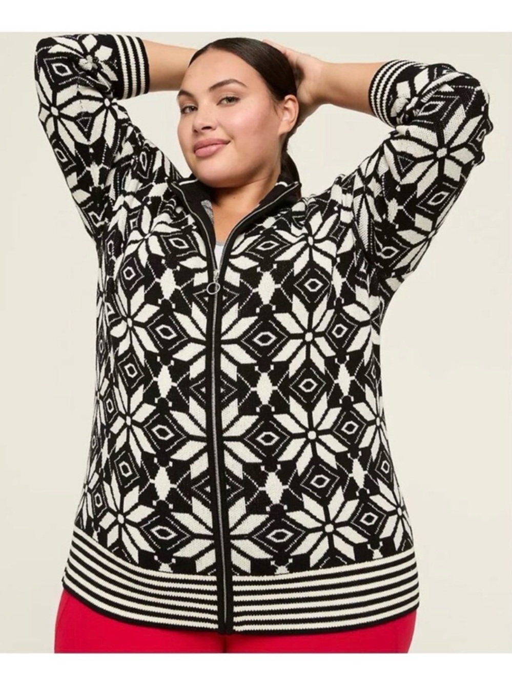 NWT Lane Bryant Jacquard Zip-Front Sweater Jacket snowflake fair isle sz 10/12